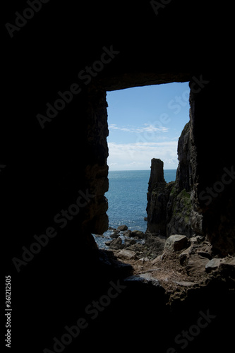 Bosherton, Pembrokeshire, Wales, UK, July 2014, View of Saint Govans Chapel photo