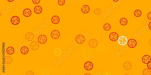 Light Orange vector background with occult symbols.