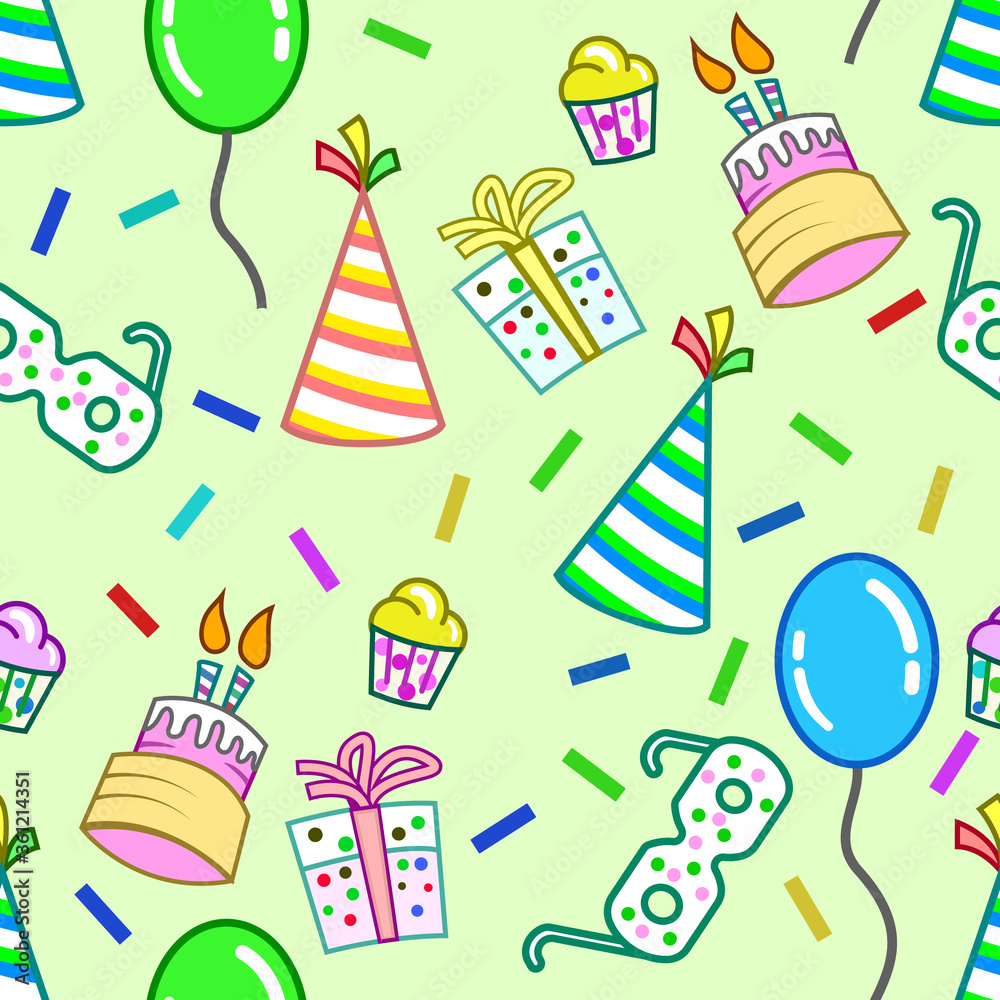 colorful, birthday-themed patterns colorful, birthday-themed patterns