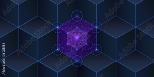 Sacred geometry, metatron's cube. Vector background. photo
