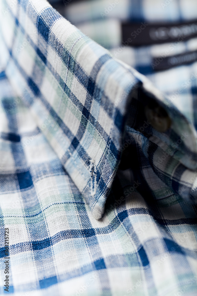 Close up of Men's checkered shirt. Close up of Men's checkered shirt.