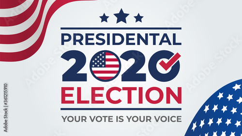 Election day. Vote 2020 in USA, banner design. Usa debate of president voting 2020. Election voting poster. Political election campaign photo