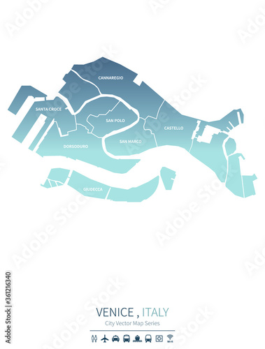 venice map. italy city vector map. 
