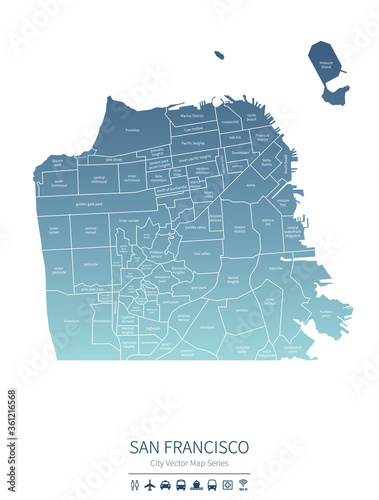 san francisco map. us city vector map. 