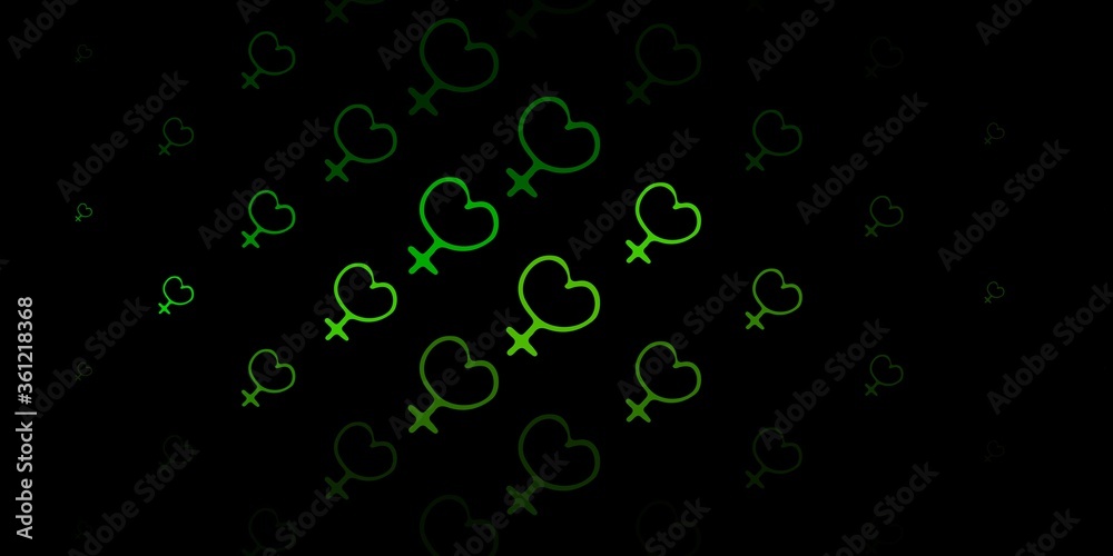 Dark Green vector background with woman symbols. Dark Green vector background with woman symbols.