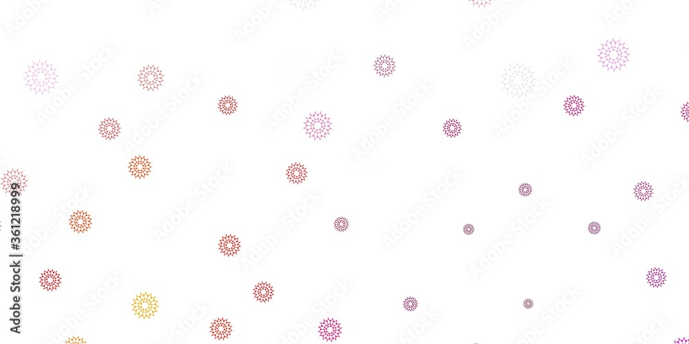 Light pink, yellow vector doodle background with flowers.