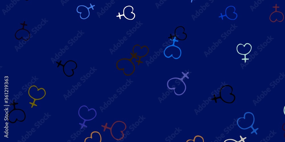 Light Blue, Yellow vector texture with women's rights symbols.