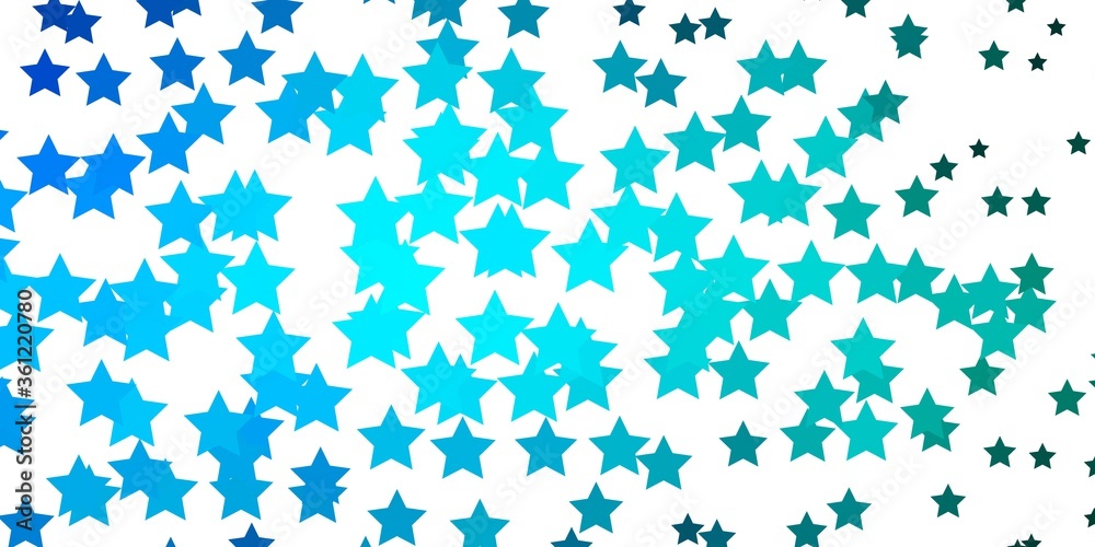 Light Blue, Green vector background with small and big stars. Colorful illustration with abstract gradient stars. Pattern for new year ad, booklets.
