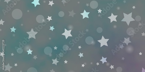 Light BLUE vector background with circles, stars. Glitter abstract illustration with colorful drops, stars. Texture for window blinds, curtains.