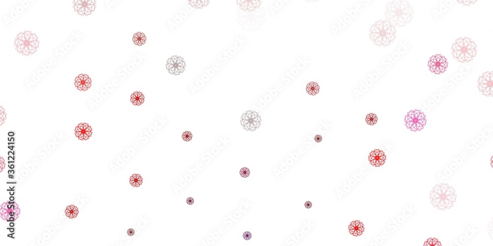 Light pink, red vector doodle template with flowers. Light pink, red vector doodle template with flowers.