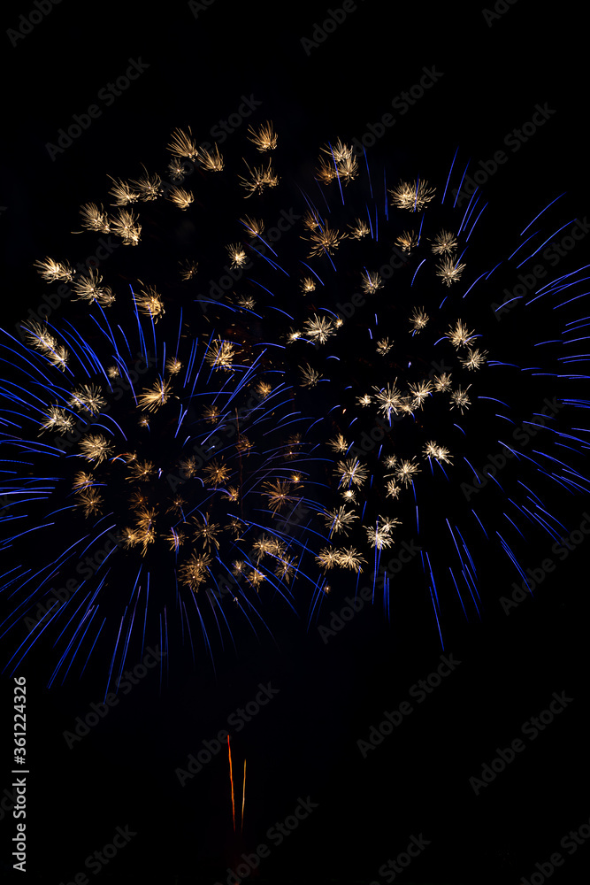 Blue firework burst with shimmering white smaller bursts Blue firework burst with shimmering white smaller bursts