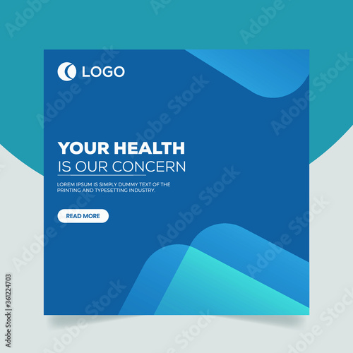 Medical health banner about coronavirus, social media instagram post banner