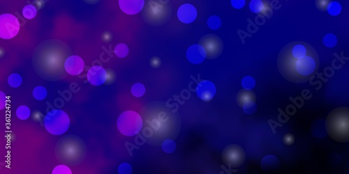 Dark Pink, Blue vector template with circles, stars. Colorful illustration with gradient dots, stars. Design for your commercials.