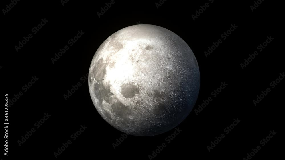 Realistic looped rotation of the moon on the alpha channel. Realistic looped rotation of the moon on the alpha channel.