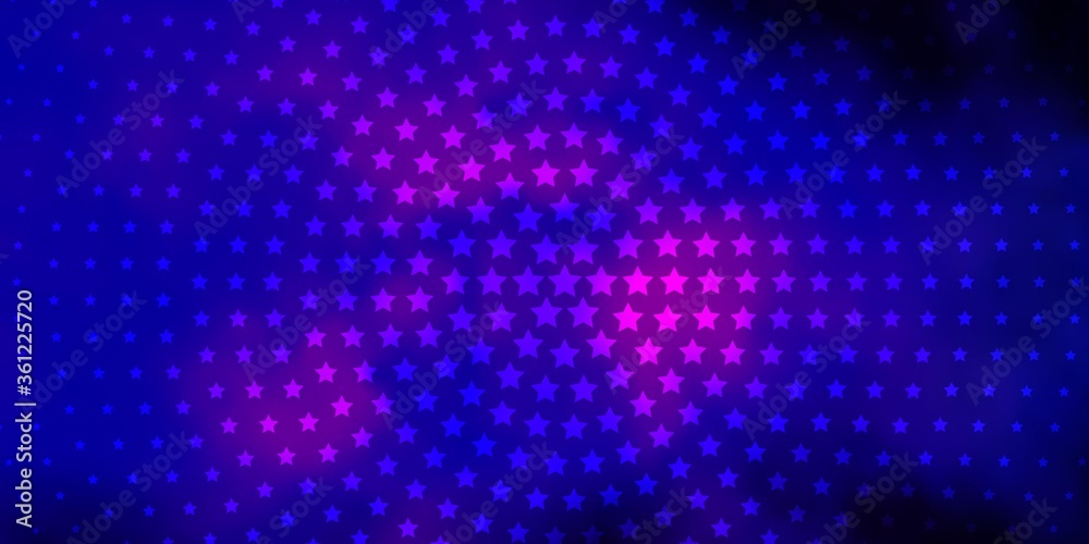 Dark Pink, Blue vector background with small and big stars. Modern geometric abstract illustration with stars. Best design for your ad, poster, banner.