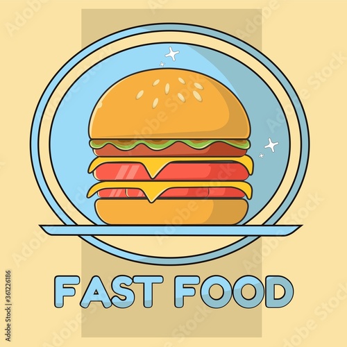 Fast food in flat line art design