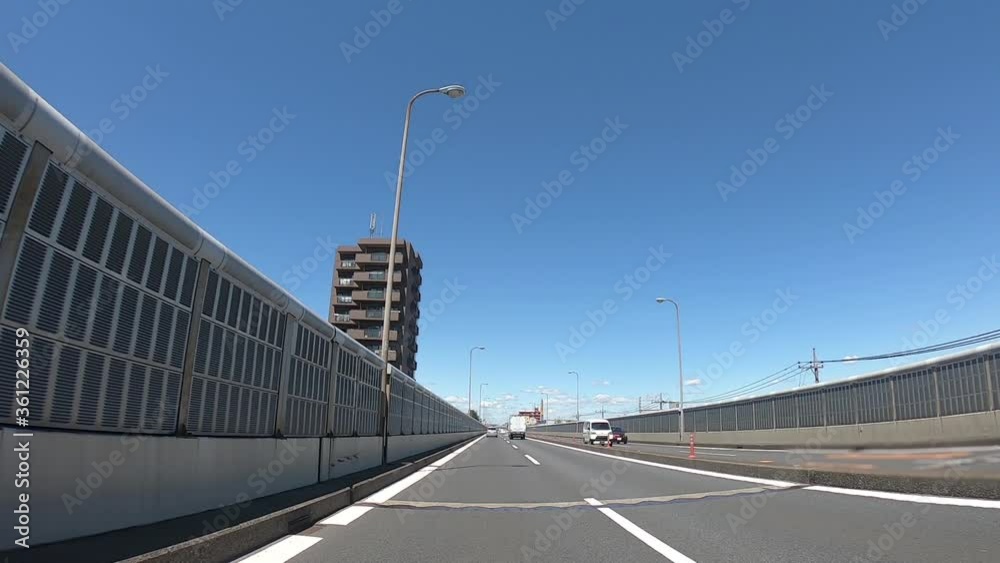 A driving image of a highway in Tokyo. A driving image of a highway in Tokyo.
