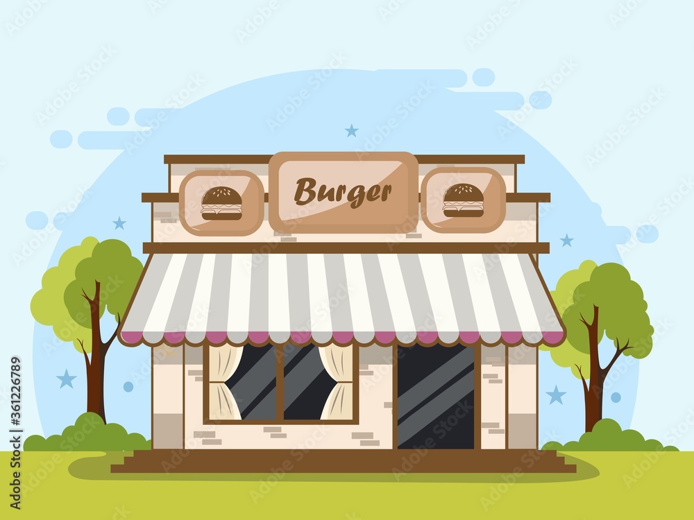 burger shop flat design
