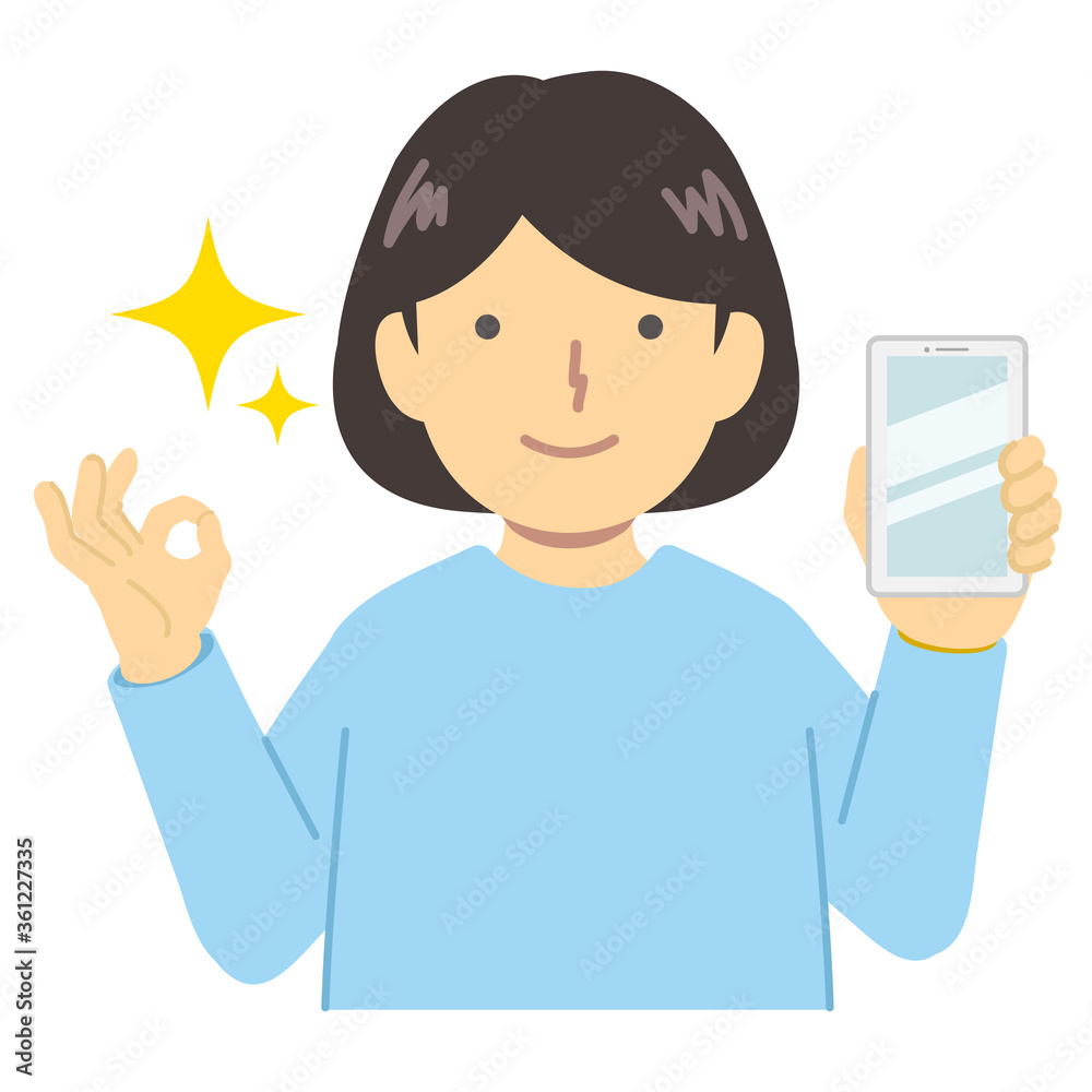 Girl in light blue clothes / OK sign Girl in light blue clothes / OK sign