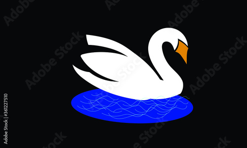 Fototapeta Naklejka Na Ścianę i Meble -  white swan logo in black