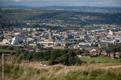 Huddersfield, West Yorkshire, UK, October 2013, view of Huddersfield and the surrounding area from Castle Hill photo