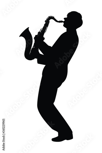A musician with zaxophone silhouette vector