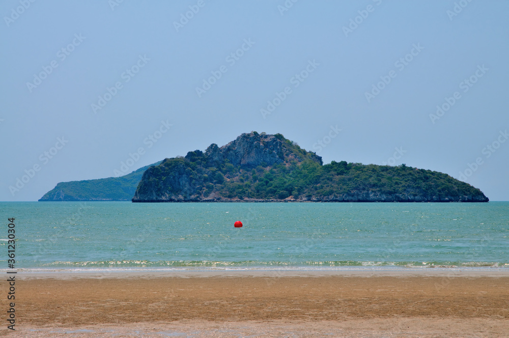 A View of an Island at Ao Manao Beach In Prachuap Khiri Khan, Thailand (in high dynamic range)