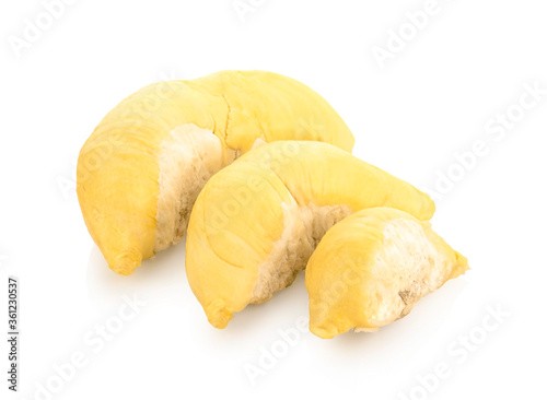 pile of yellow durian ,king of fruits and tropical fruit isolated on white background