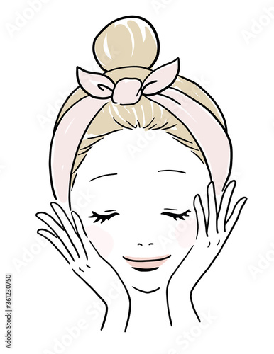 Natural beauty spa girl illustration with line art