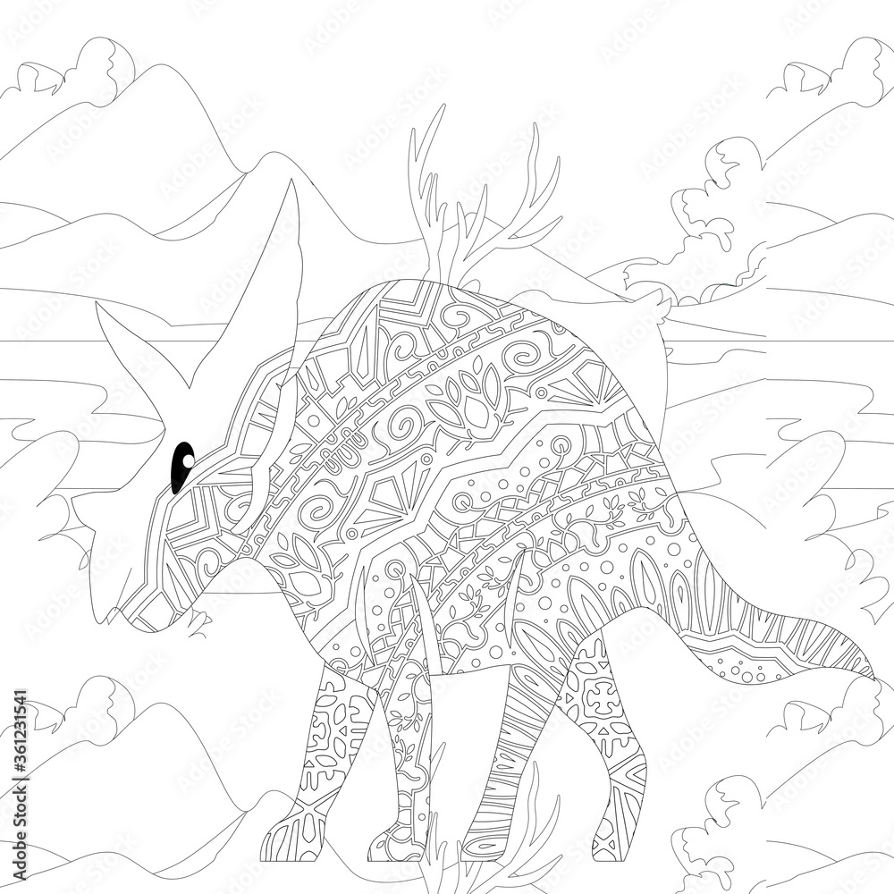 Fototapeta premium Spinosaurus Dinosaur. Dino Coloring Pages. Animal coloring book pages for Adults.