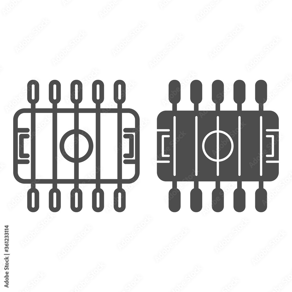 Table football line and solid icon, Amusement park concept, foosball