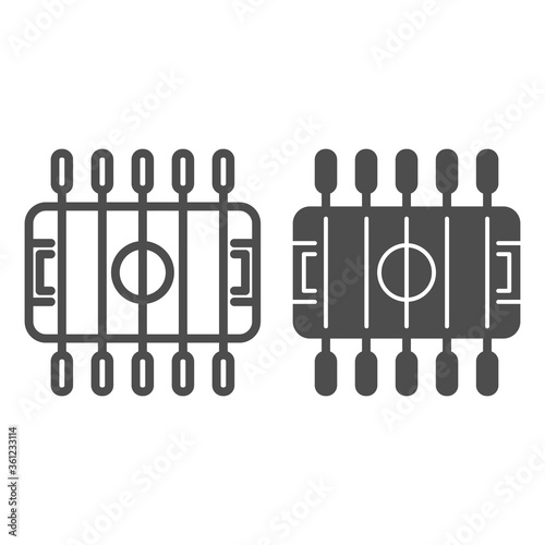 Table football line and solid icon, Amusement park concept, foosball sign on white background, Table soccer icon in outline style for mobile concept and web design. Vector graphics.