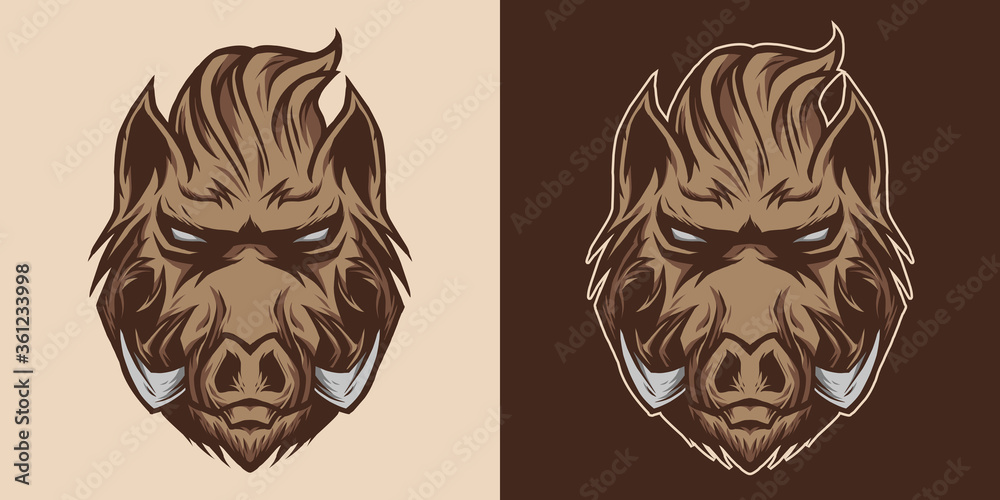 Boar Head Mascot Logo Illustration Boar Head Mascot Logo Illustration