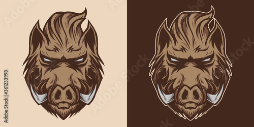 Boar Head Mascot Logo Illustration