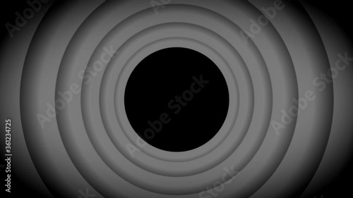 Monochrome Overlapping circle of animation pops out of the old cartoon style
