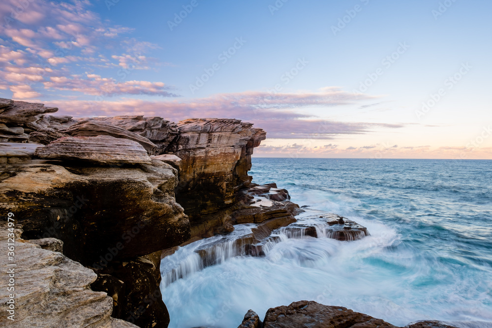 Waves Crashing Rocks in Kamay Botany Bay National Park of Australia