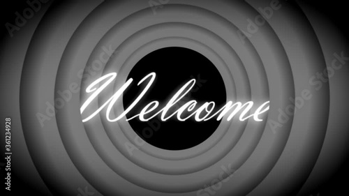Monochrome Opening animation of old cartoon popping rings