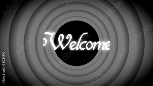 Monochrome Opening animation of old cartoon popping rings