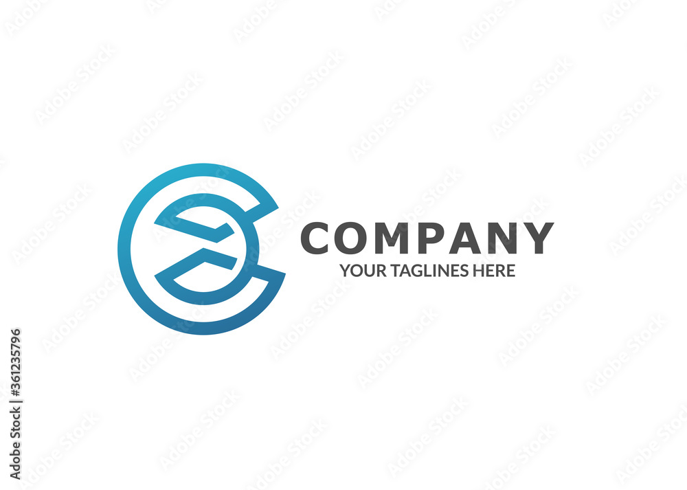 creative simple initial letter CC connected lines color circle logo concept creative simple initial letter CC connected lines color circle logo concept