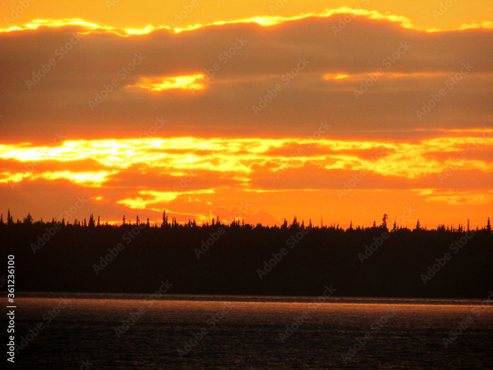 sunset in Alaska, sky on fire