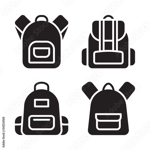 Backpack icon set. Vector graphic illustration. Suitable for website design, logo, app, template, and ui. 