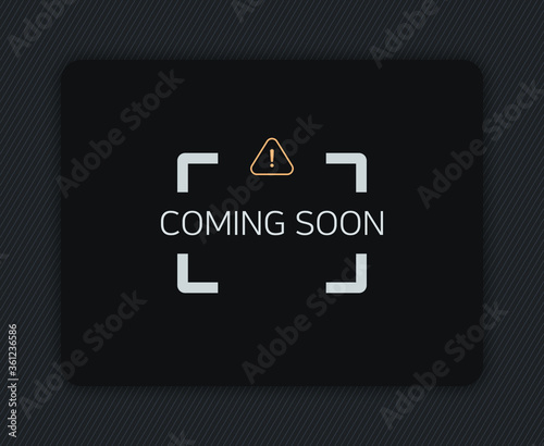 Coming soon. no photo. Picture frame vector illustration on dark grey background