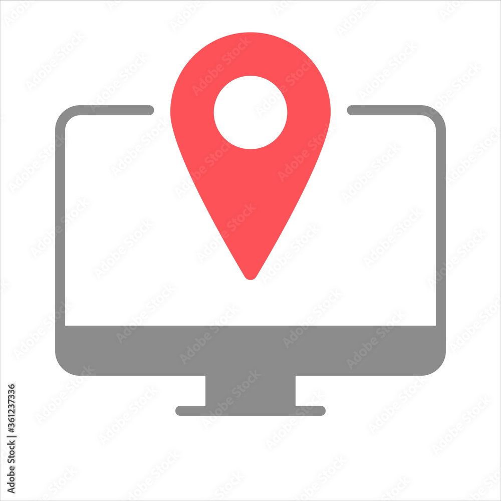Location. Display, monitor. Vector line icon. Editable illustration. Location. Display, monitor. Vector line icon. Editable illustration.