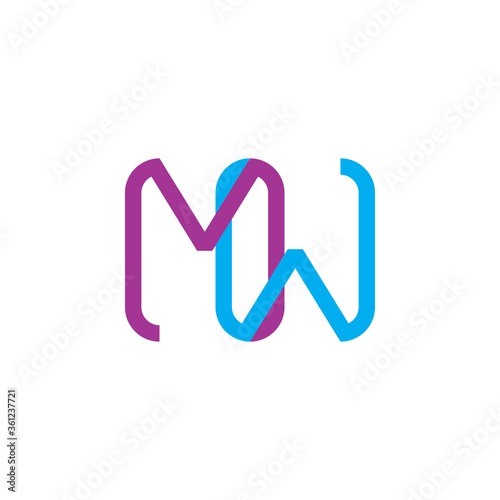 MW or MOW letter logo design vector