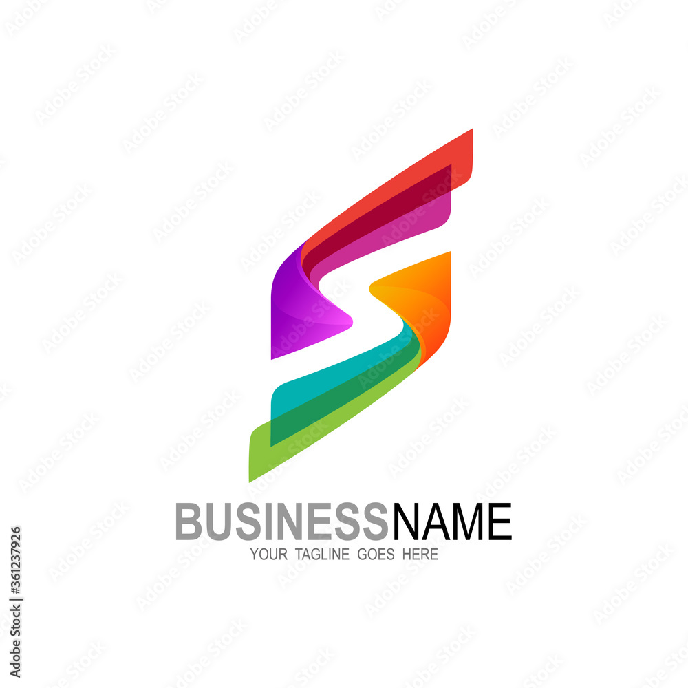 Letter S logo with colorful icons, wing logo Letter S logo with colorful icons, wing logo