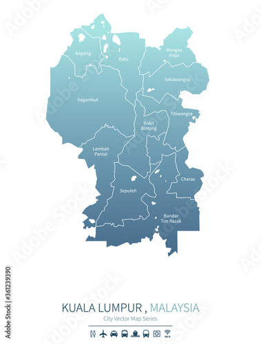 kuala lumpur map. malaysia city vector map.