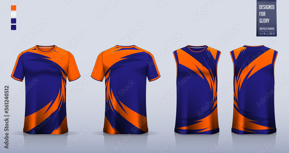 Blue - Orange T-shirt sport, Soccer jersey, football kit, basketball  uniform, tank top, and running singlet mockup. Stock Vector | Adobe Stock