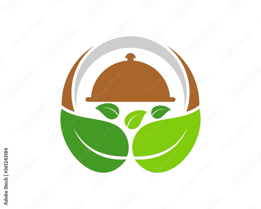 Circle swoosh with food cover and leaf