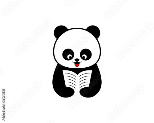 Kids panda reading book