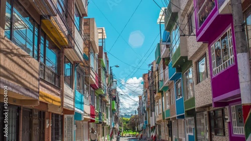 Timelapse of a colorful neighborhood in the city of bogota colombia blue sky photo